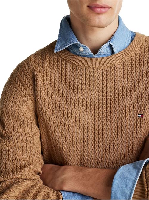 Maglioncino uomo caramello in cotone Tommy Hilfiger | MW0MW37400RBC